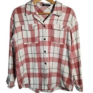 Automet Shacket Flannel Fall Plaid Large Layer Casual Cozy Layer Capsule Hiking